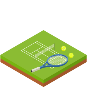 テニスコートのアイソメトリックイラスト