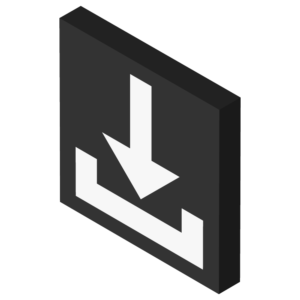 四角形フレーム付きのダウンロードアイコンのモノクロアイソメトリックイラスト