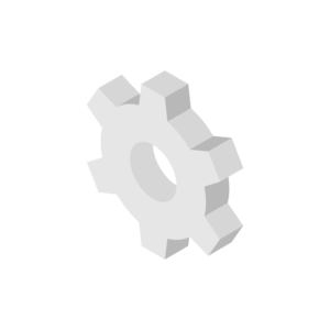 設定・歯車アイコンのモノクロアイソメトリックイラスト