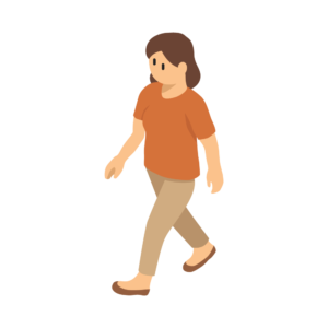 歩いているオレンジの服を着た人のアイソメトリックイラスト