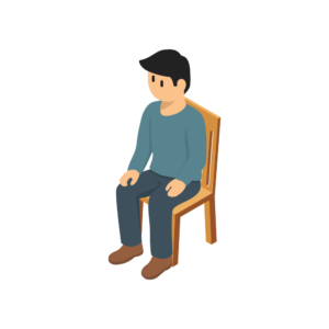 椅子に座っている青い服を着た人のアイソメトリックイラスト
