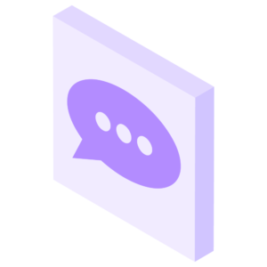 四角形フレーム付きの丸い吹き出しアイコンのアイソメトリックイラスト