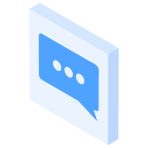 四角形フレーム付きの吹き出しアイコンのアイソメトリックイラスト